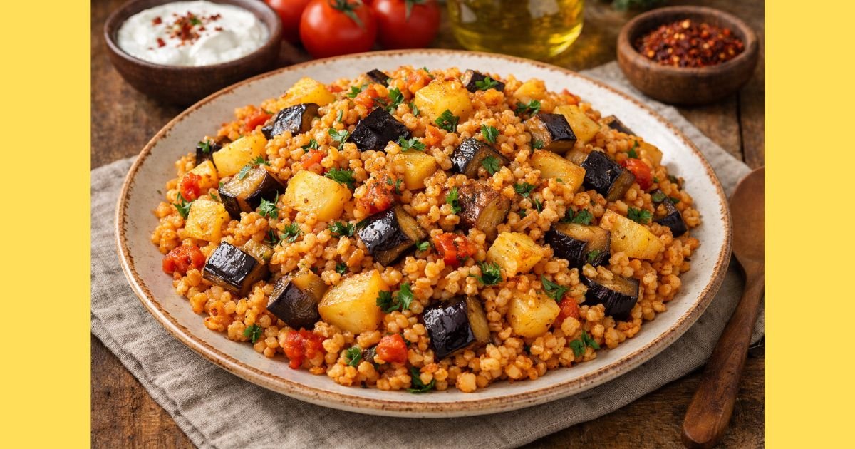 Patatesli Patlıcanlı Bulgur Pilavı Tarifi
